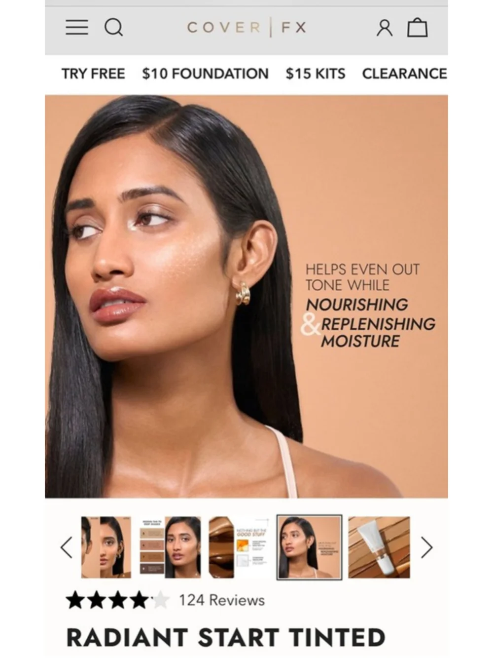Cover FX Shade 5 Radiant Start Tinted Moisturizer Luminous Finish